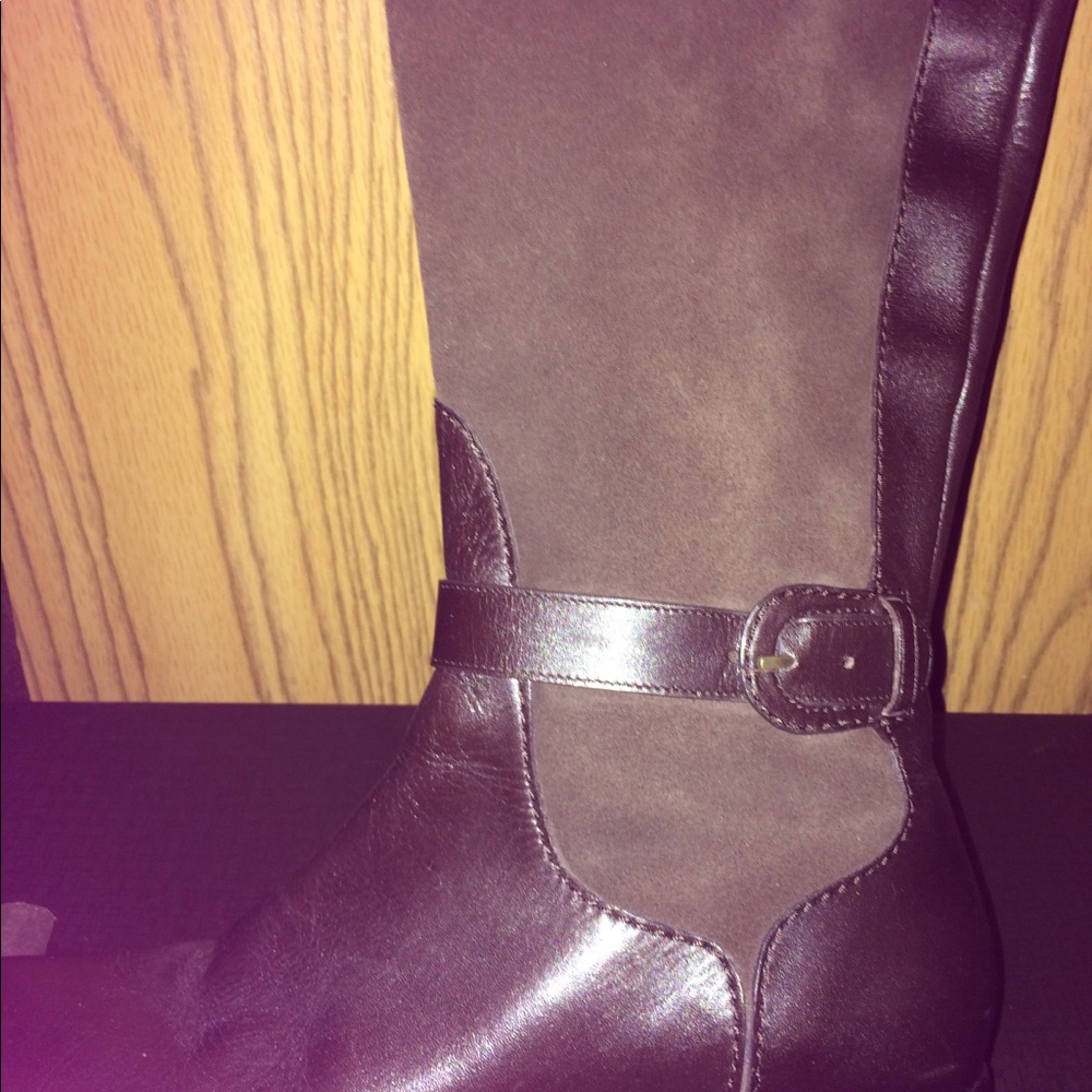 Cole Haan women’s brown suede & leather riding boots - Picture 2 of 8